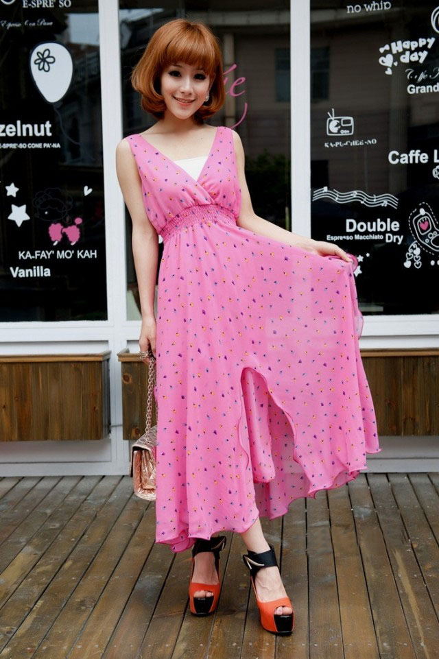 WD7022 Sweet Maxi Dress Dark Pink