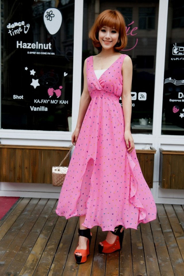 WD7022 Sweet Maxi Dress Dark Pink