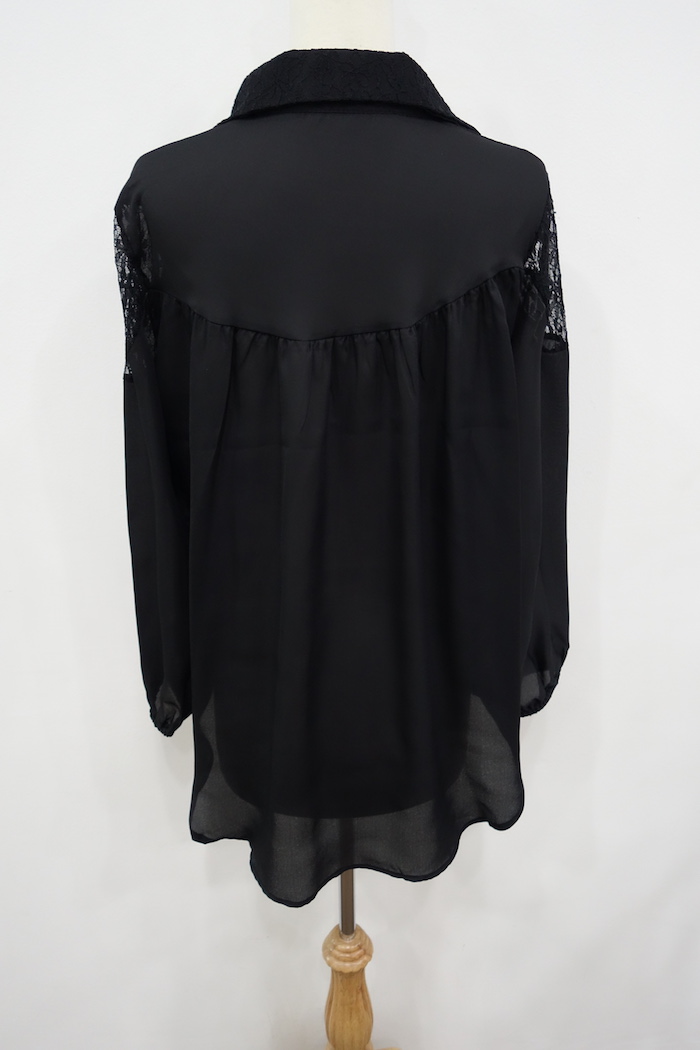 WT7034 Stylish Long Top Black