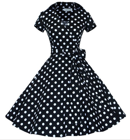 WD7041 Elegant Dress Black Dot