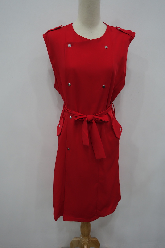 WJ7043 Sleeveless Long Coat Red 