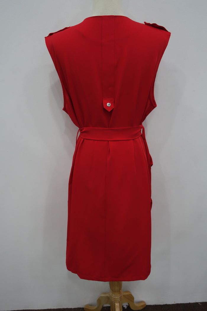 WJ7043 Sleeveless Long Coat Red 