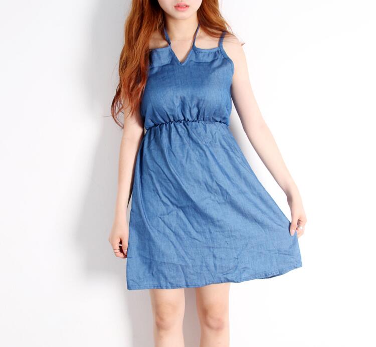 WD7046 Sweet Denim Dress Blue