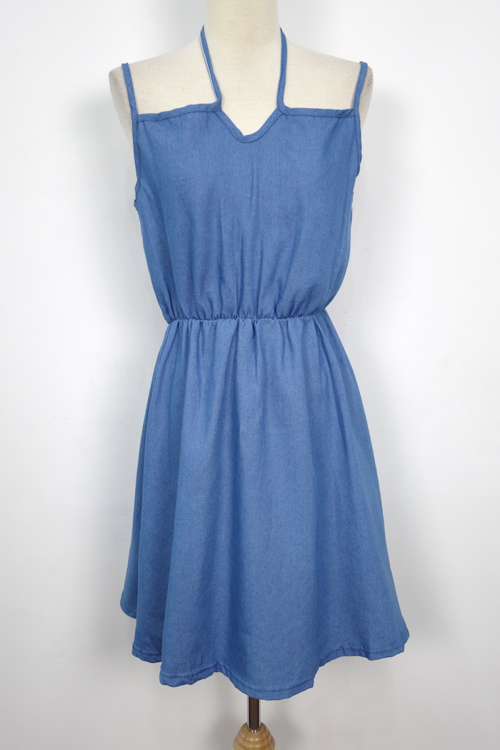 WD7046 Sweet Denim Dress Blue