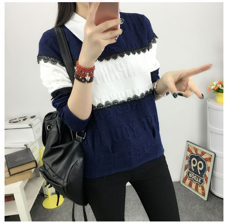 WT3710 Korea Stylish Top Dark Blue