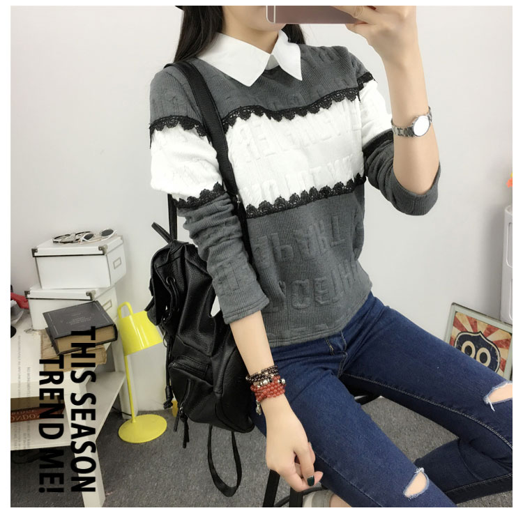 WT3710 Korea Stylish Top Grey