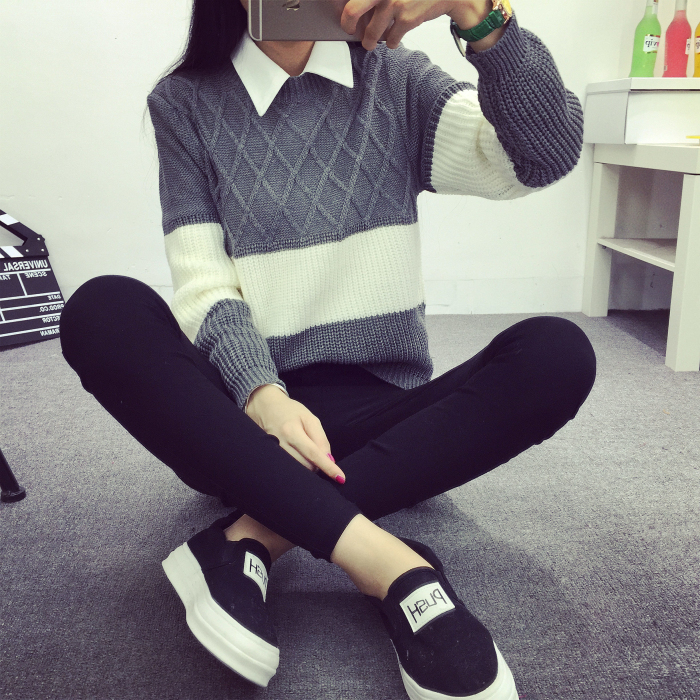 WT3718 Fashion Knit Top Grey