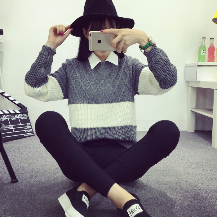 WT3718 Fashion Knit Top Grey