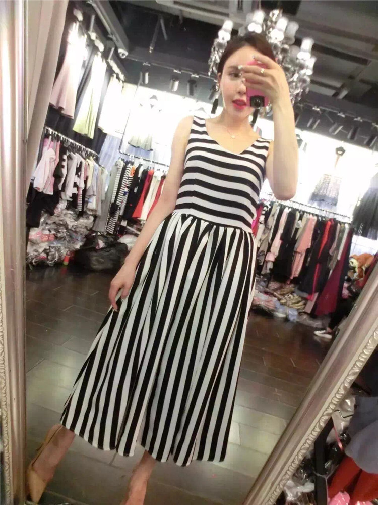 WD7089 Fashion Stripe Dress As Picture