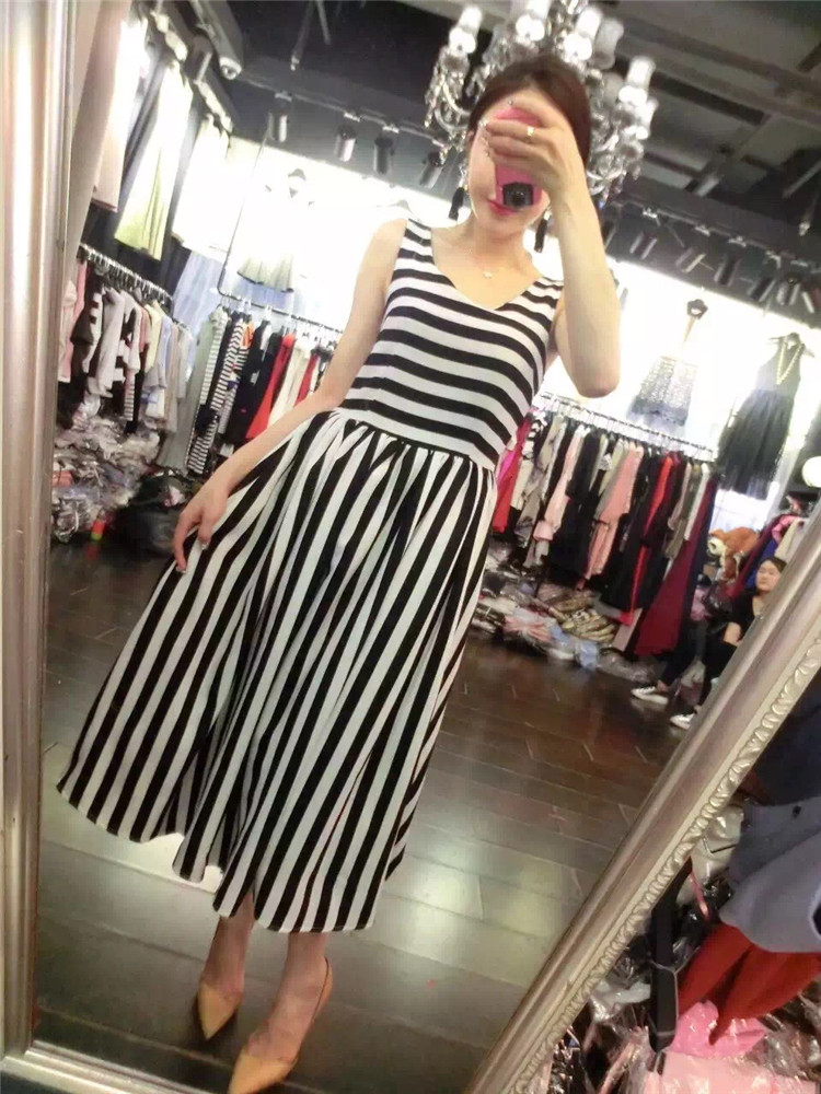 WD7089 Fashion Stripe Dress As Picture