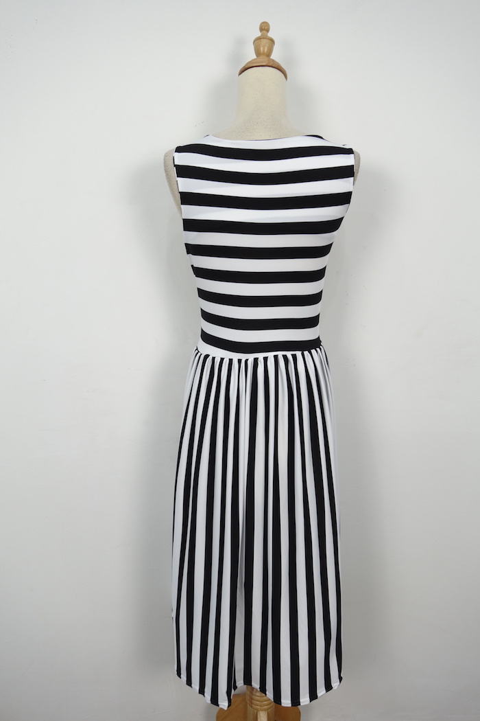 WD7089 Fashion Stripe Dress As Picture