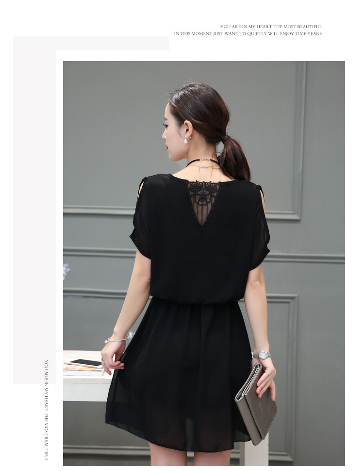 WD7090 Charming Chiffon Dress Black