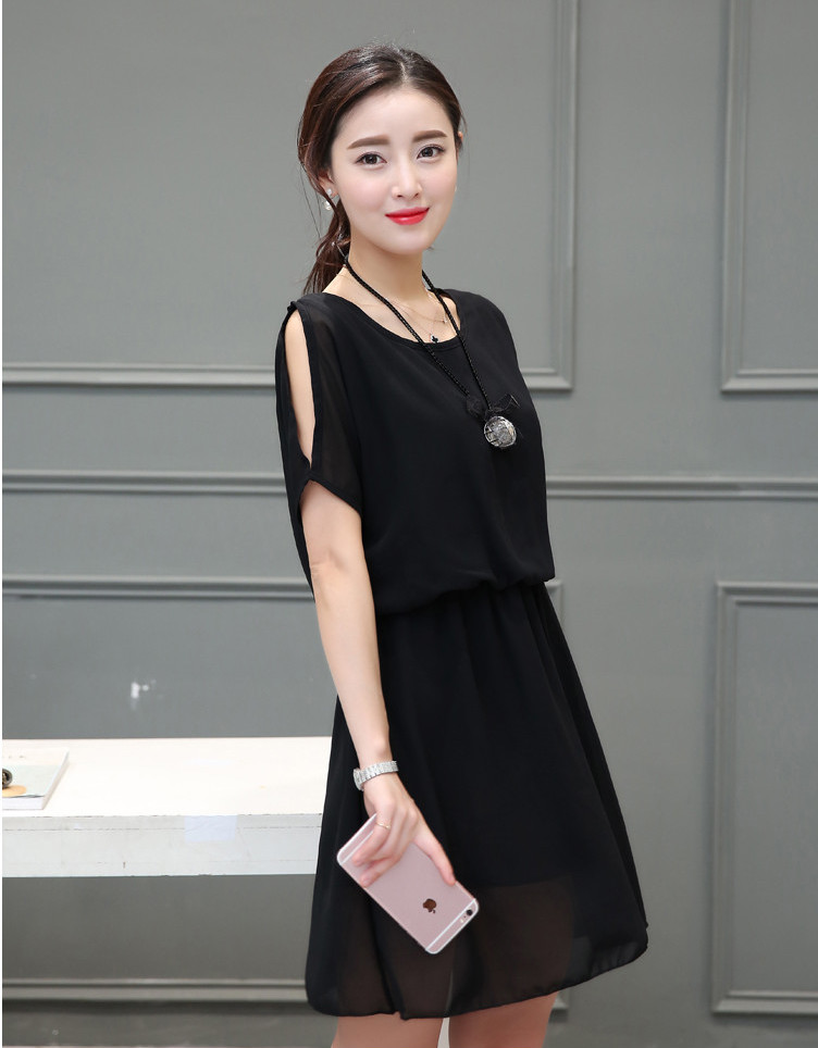 WD7090 Charming Chiffon Dress Black