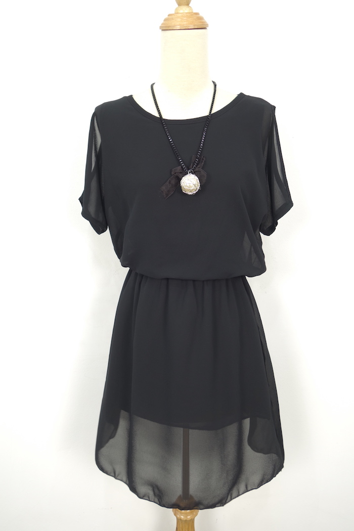 WD7090 Charming Chiffon Dress Black