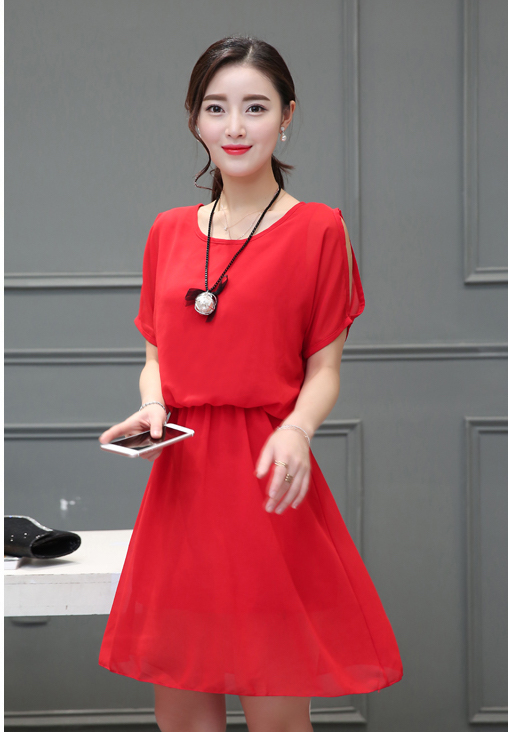 WD7090 Charming Chiffon Dress Red