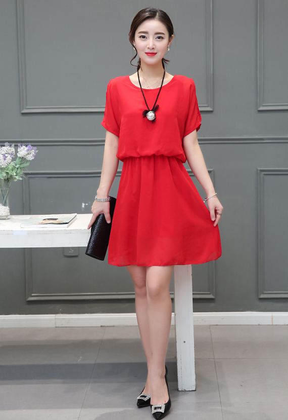 WD7090 Charming Chiffon Dress Red