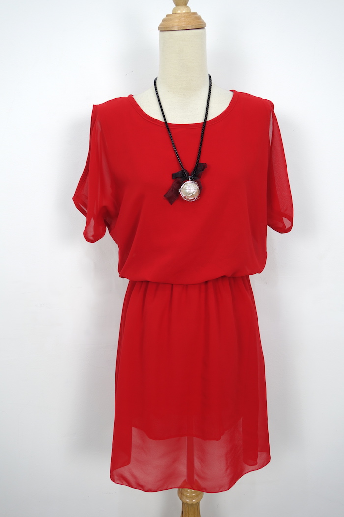 WD7090 Charming Chiffon Dress Red