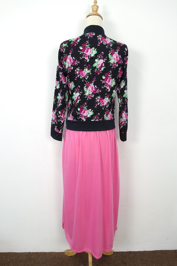 WH1155 Floral Jubah Set Pink