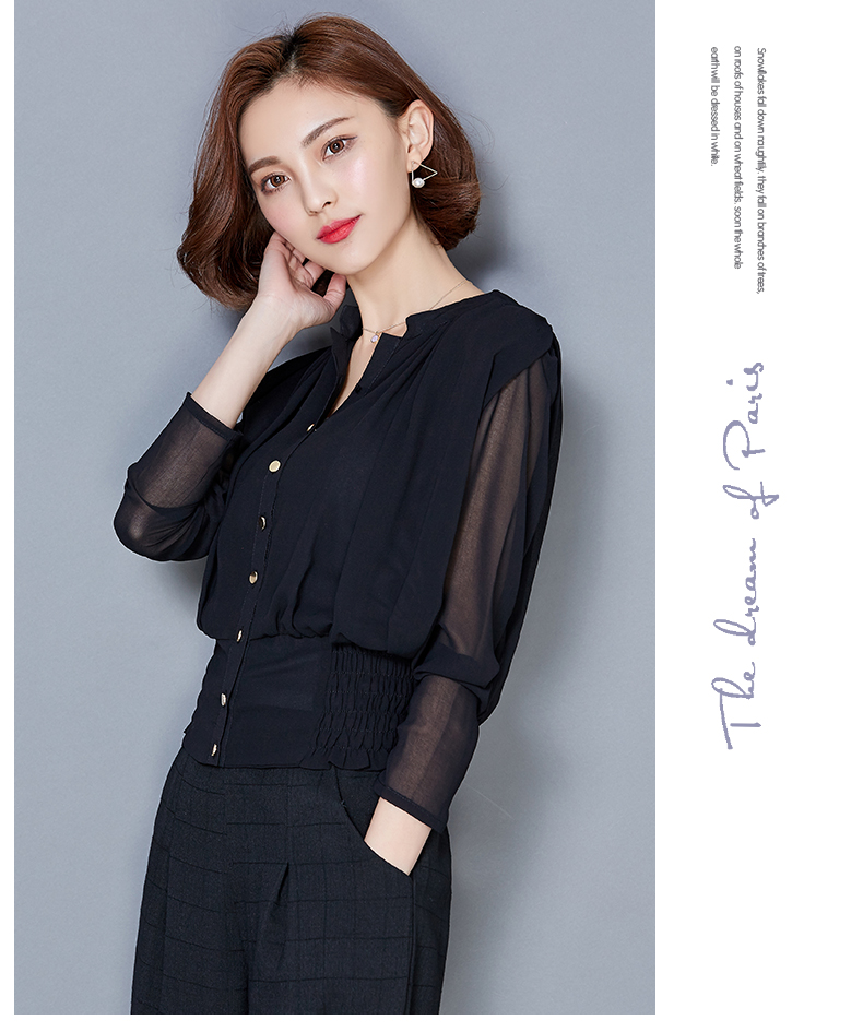 WT7114 Stylish Chiffon Top Black