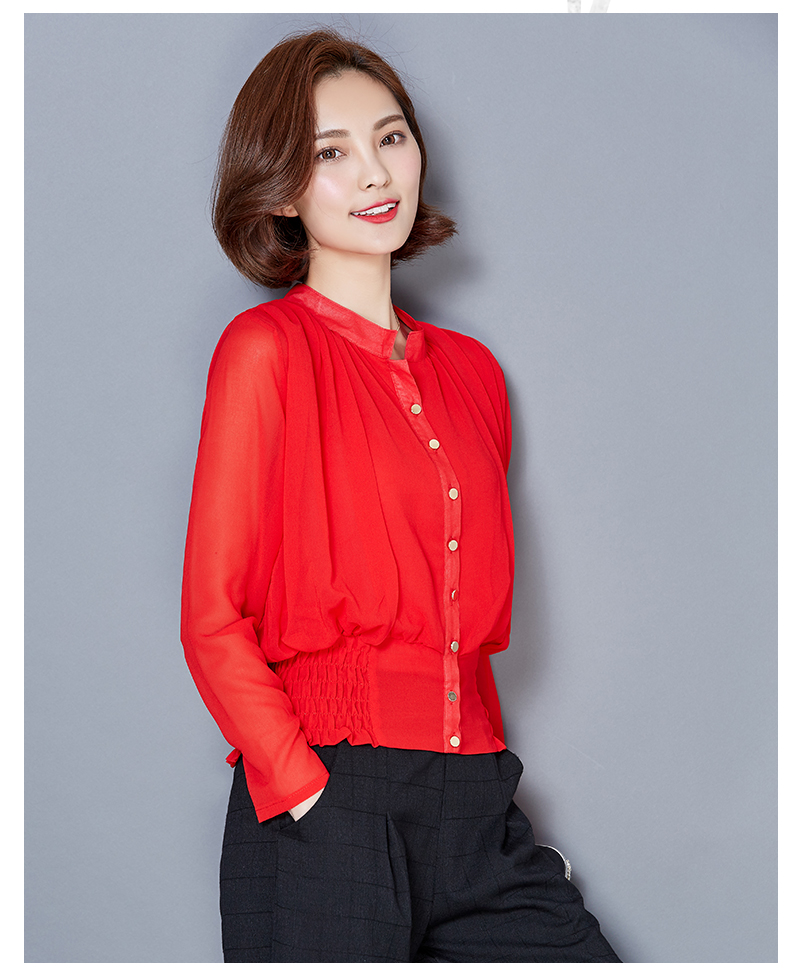 WT7114 Stylish Chiffon Top Red