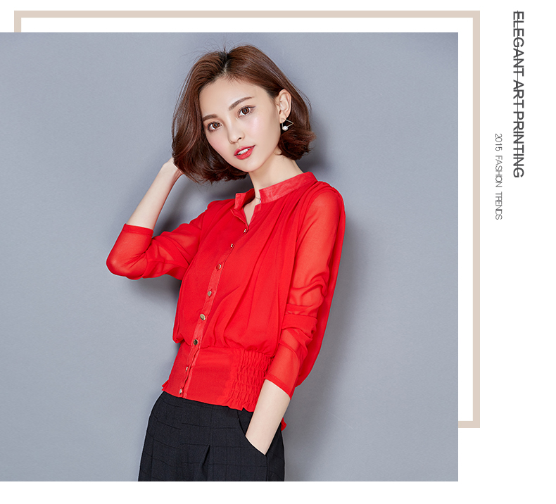 WT7114 Stylish Chiffon Top Red