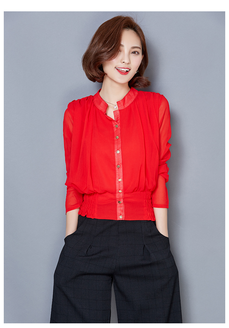 WT7114 Stylish Chiffon Top Red