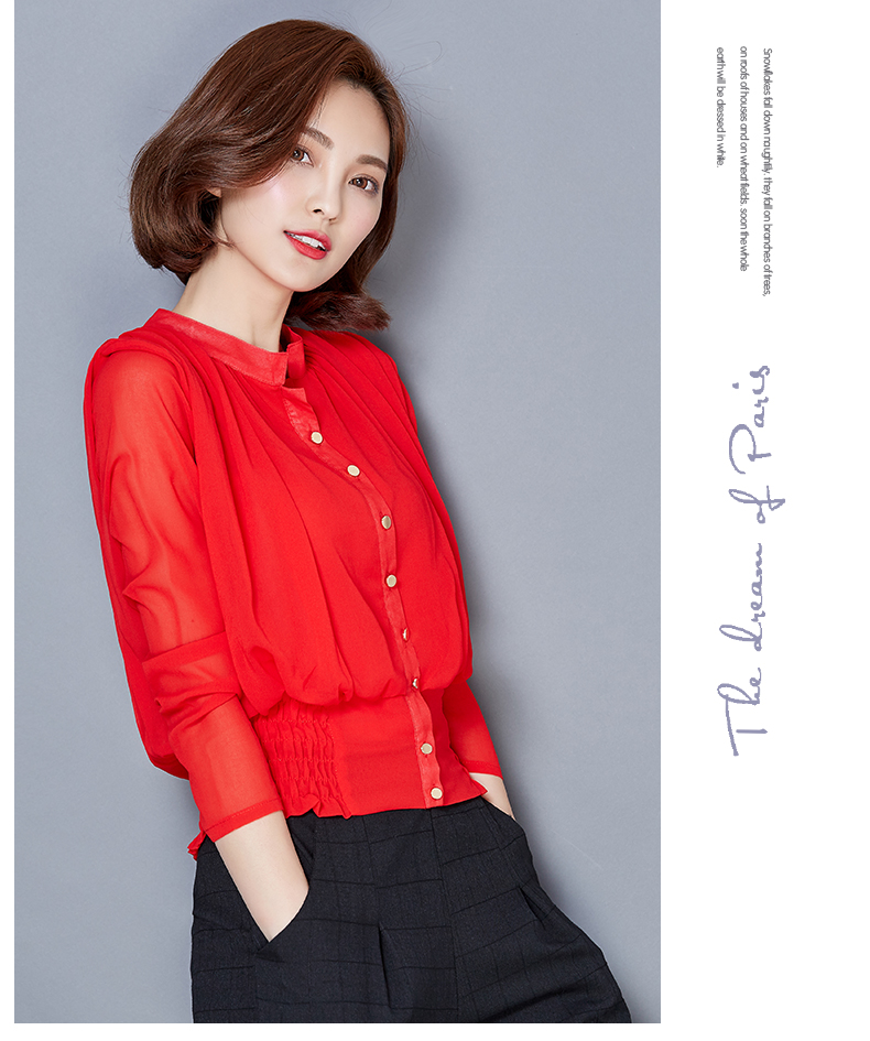 WT7114 Stylish Chiffon Top Red