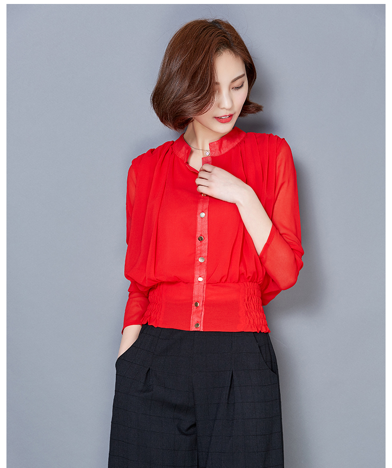 WT7114 Stylish Chiffon Top Red