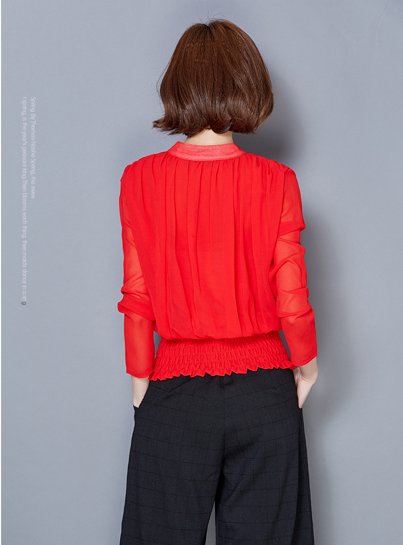 WT7114 Stylish Chiffon Top Red