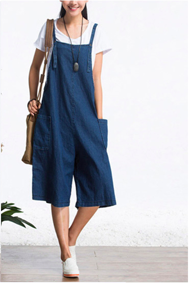 WP7122 Fashion Denim Jumpsuit Blue