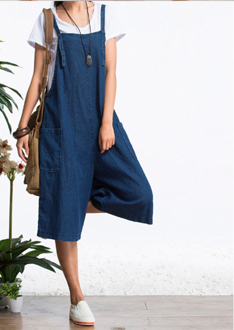 WP7122 Fashion Denim Jumpsuit Blue