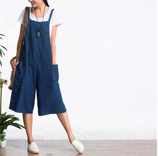 WP7122 Fashion Denim Jumpsuit Blue