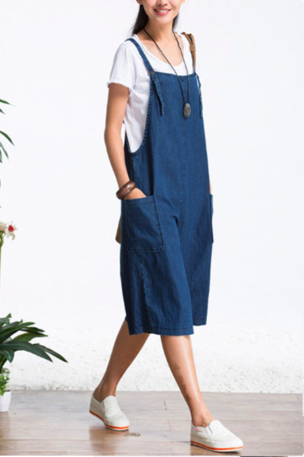 WP7122 Fashion Denim Jumpsuit Blue