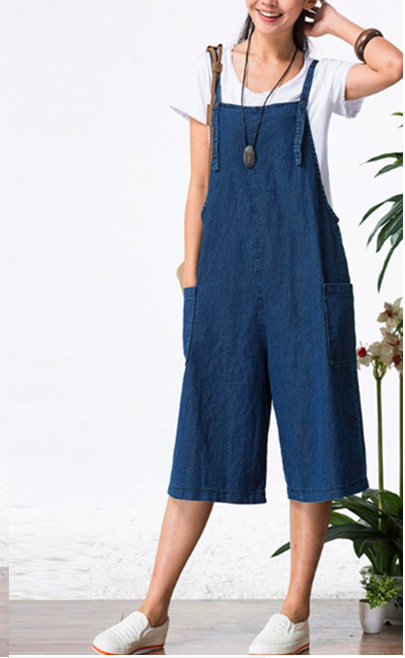 WP7122 Fashion Denim Jumpsuit Blue