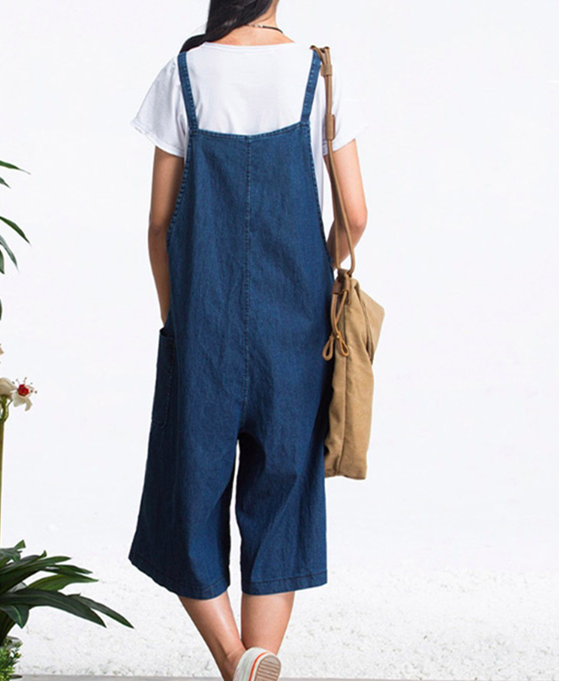 WP7122 Fashion Denim Jumpsuit Blue