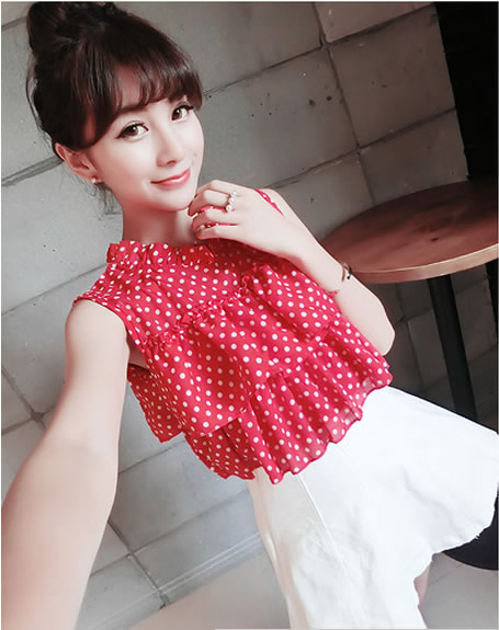 WT7131 Lovely Top Red