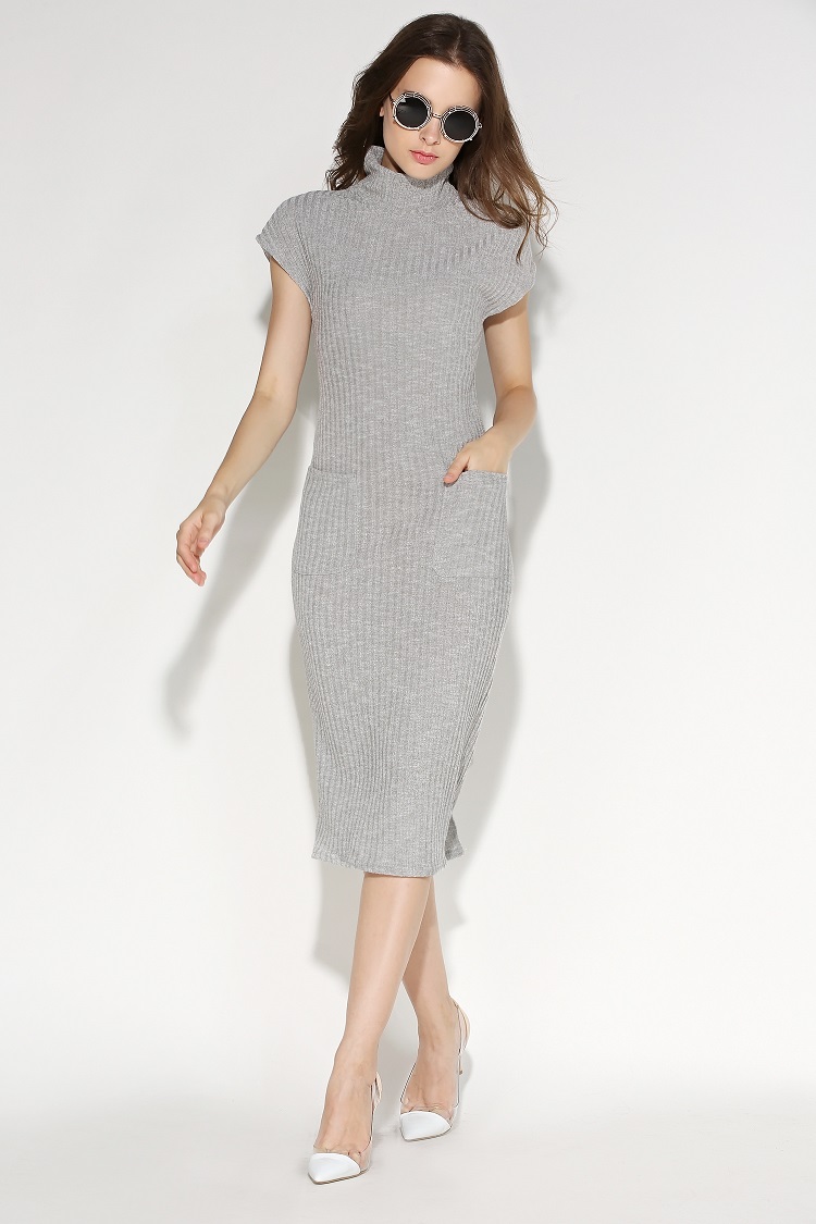 WD7139 Korea Fashion Dress Light Grey