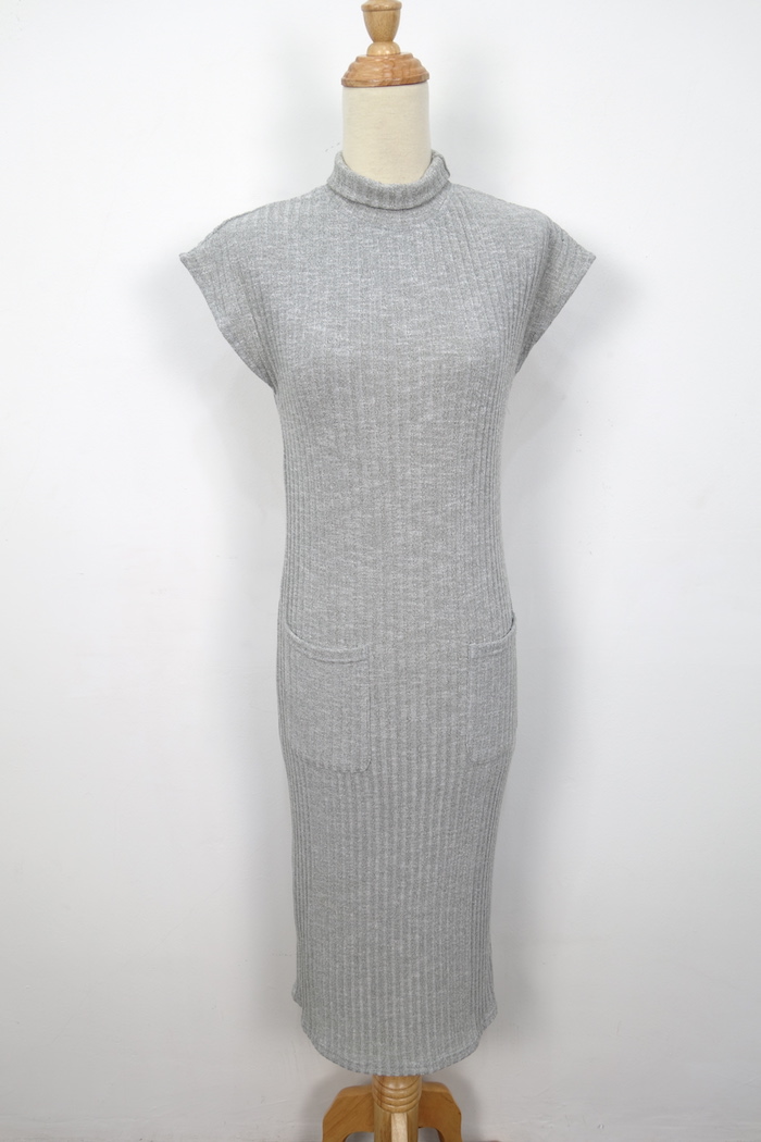 WD7139 Korea Fashion Dress Light Grey