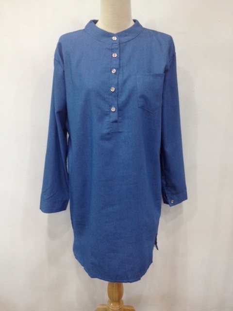 WD6633 Casual Denim Dress Light Blue