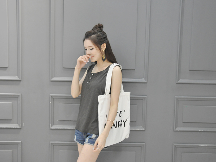 WT7154 Sleeveless Top Dark Grey