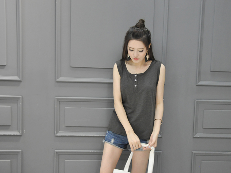 WT7154 Sleeveless Top Dark Grey