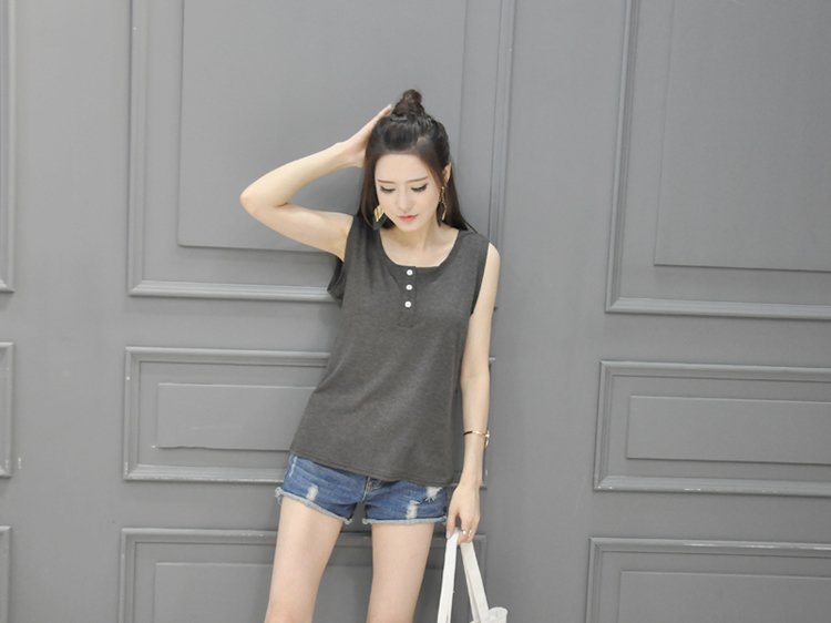 WT7154 Sleeveless Top Dark Grey