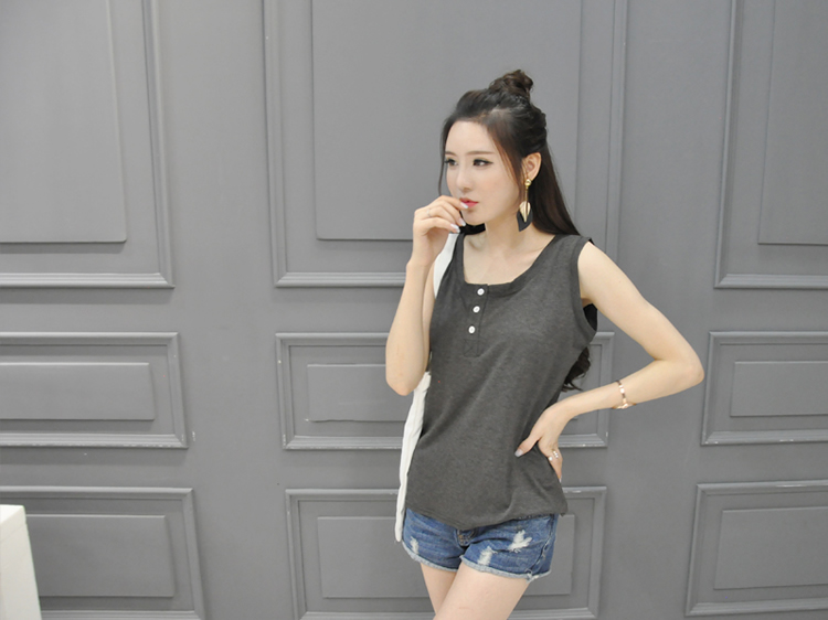 WT7154 Sleeveless Top Dark Grey