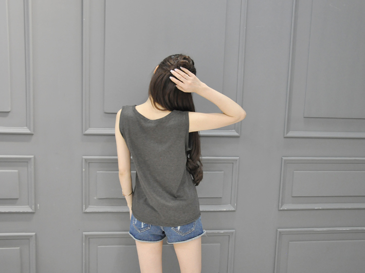 WT7154 Sleeveless Top Dark Grey