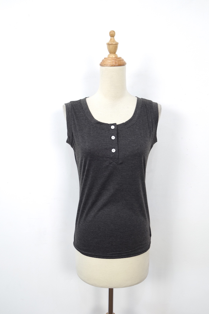 WT7154 Sleeveless Top Dark Grey