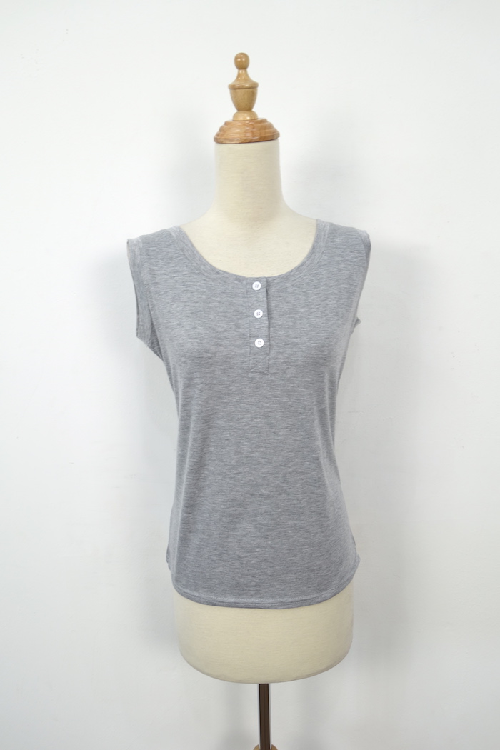 WT7154 Sleeveless Top Light Grey