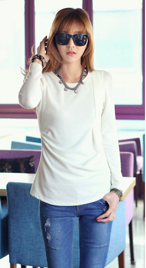 WT7156 Korea Fashion Top White