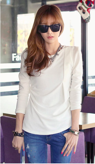 WT7156 Korea Fashion Top White