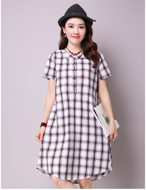 WD7169 Fashion Checker Dress Black