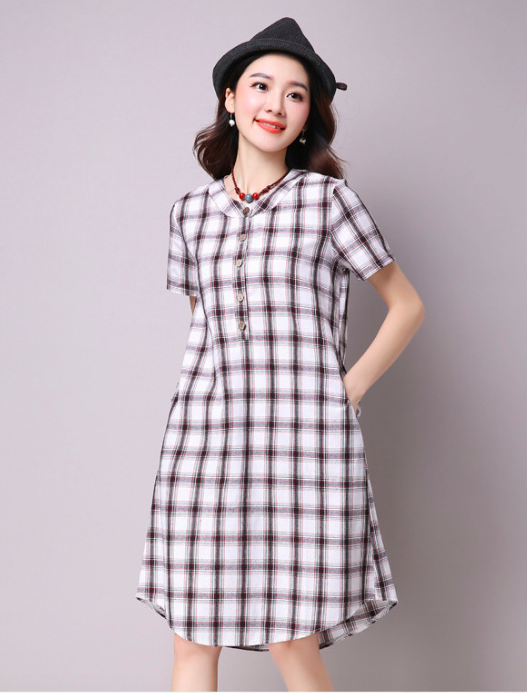 WD7169 Fashion Checker Dress Black